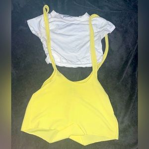 Yellow shorts with suspenders
